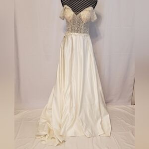 Wedding Dress Oleg Cassini Off The Shoulder Beading On Top From David's Bridal